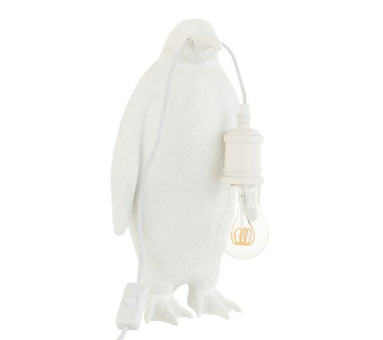 Lampe à Poser En Résine "pingouin" 35cm Blanc
