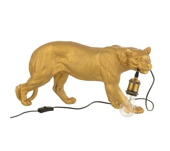 Lampe à Poser En Résine "puma" 58cm Or