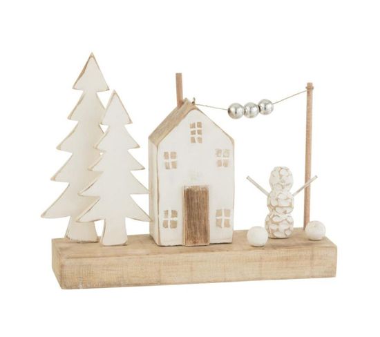 Décoration En Bois "maison Sapin" 43cm Naturel