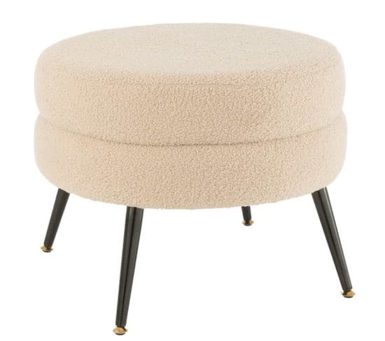 Pouf Rond Pieds Métal Teddy Beige