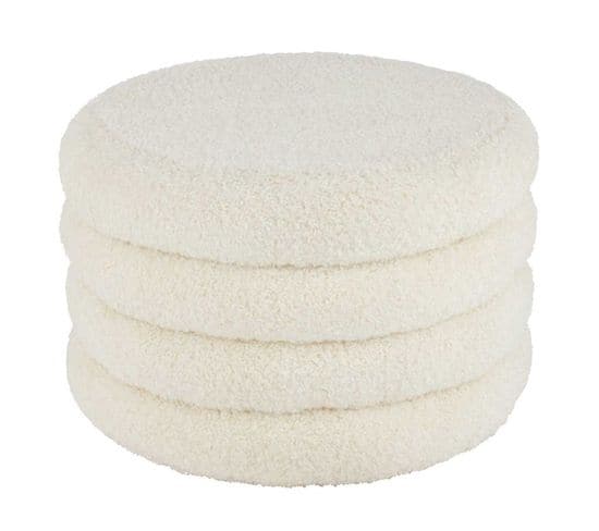 Pouf Rond Design "teddy" 65cm Blanc