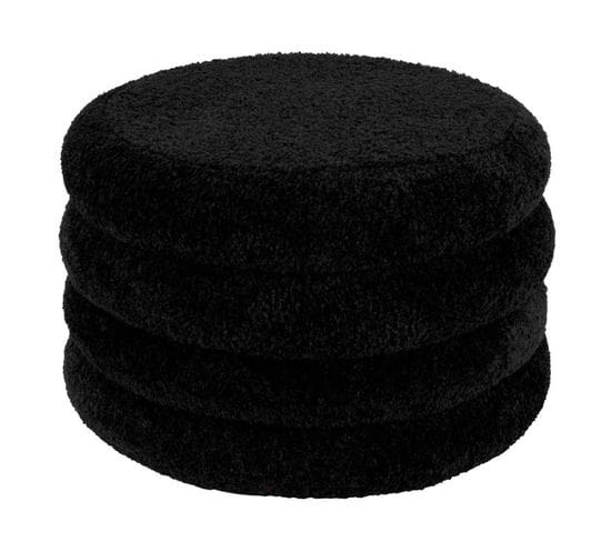 Pouf Rond Design "teddy" 65cm Noir