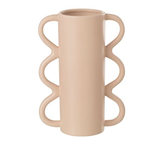 Vase Design Avec Anse Vague "pinky Perfect" 26cm Rose