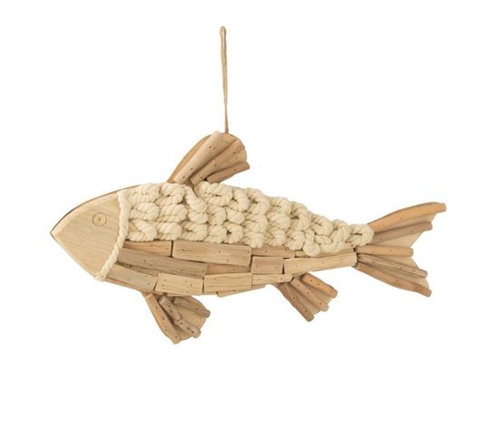 Poisson Déco à Suspendre "bali" 52cm Naturel