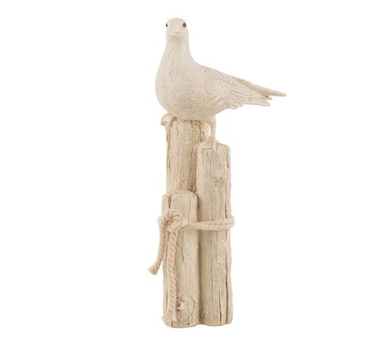 Statuette Déco Mouette "perchée" 31cm Beige