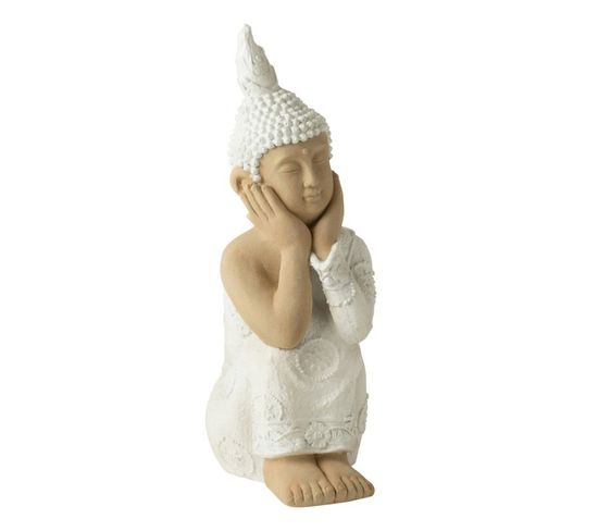 Statue Déco Bouddha Assis "bali Bliss" 61cm Blanc