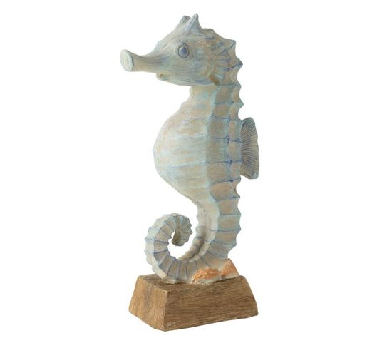 Statuette Déco Hippocampe "santorin" 38cm Bleu