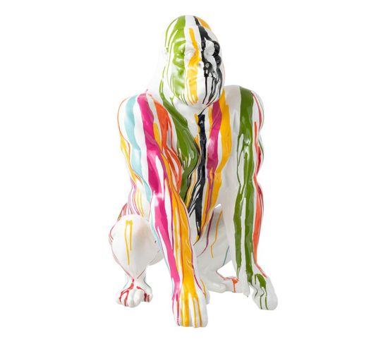 Statue Gorille Déco "pop Art" 80cm Multicolore