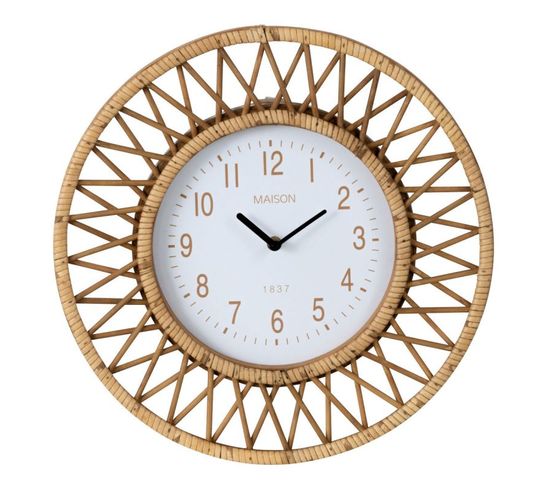 Horloge Murale En Rotin "wonder" 40cm Naturel