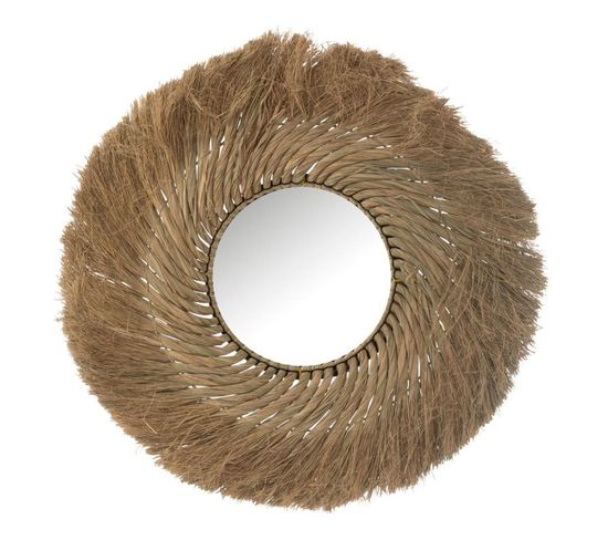 Miroir Mural Rond "tressé" 75cm Naturel