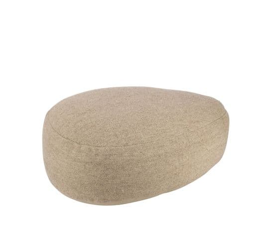 Pouf En Forme De Galet En Laine Beige Uni L90 - Dieppe