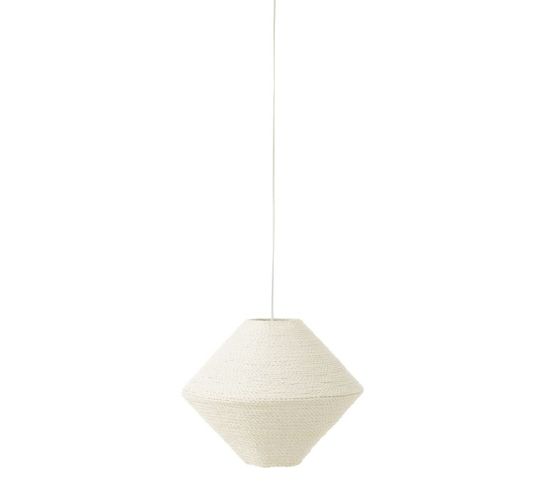 Lampe Suspension En Raphia "soucoupe" 40cm Blanc