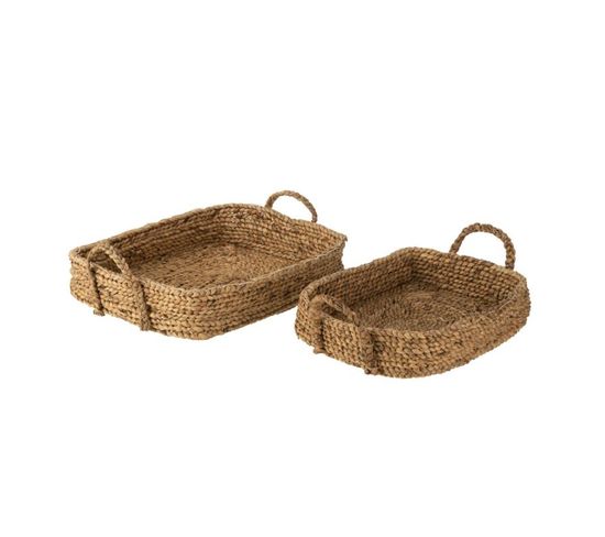 Lot De 2 Plateaux Paniers "jacinthe" 50cm Naturel