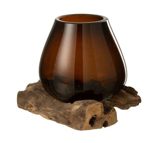 Vase Design Sur Pied "gamal" 23cm Marron