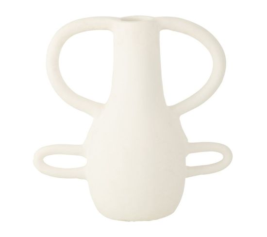 Vase Design 4 Poignées "bali" 36cm Blanc