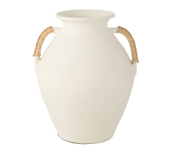 Vase Design "léo" 43cm Blanc et Naturel