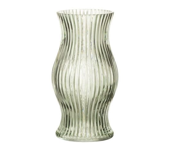 Vase Design Strié "mae" 26cm Vert Clair