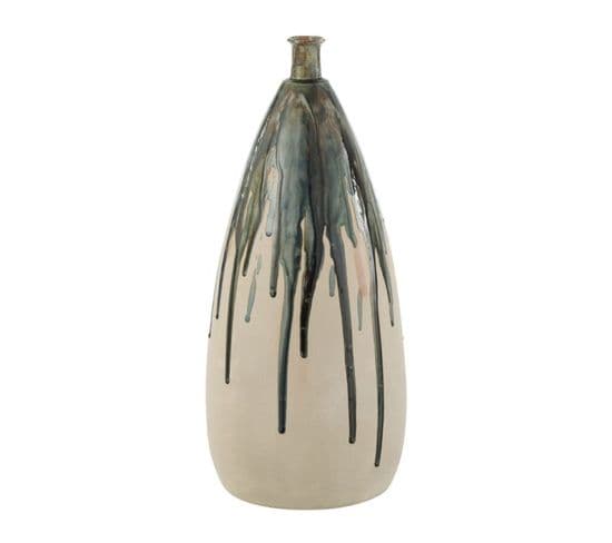 Vase Déco En Céramique "peinture" 51cm Vert