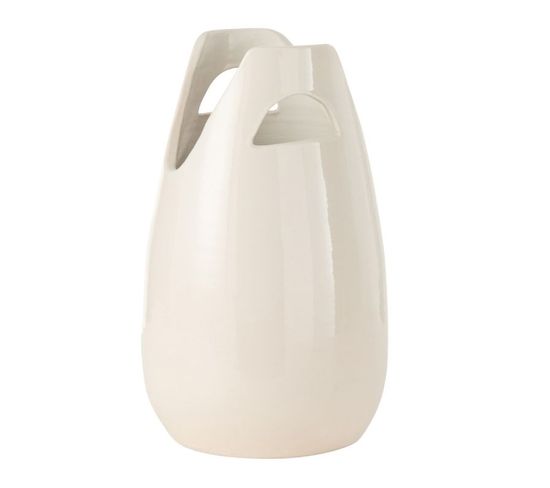 Vase Déco Avec Anses "pure Nature" 40cm Blanc