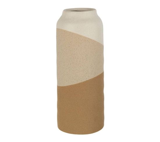 Vase En Céramique Cylindrique "charley" 33cm Beige