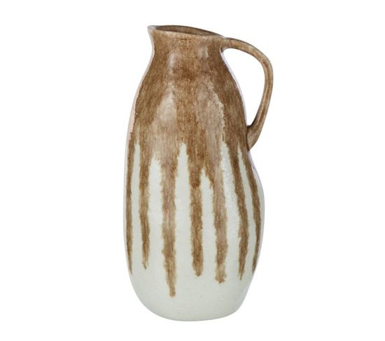 Vase Pichet En Céramique "peinture" 37cm Beige et Marron