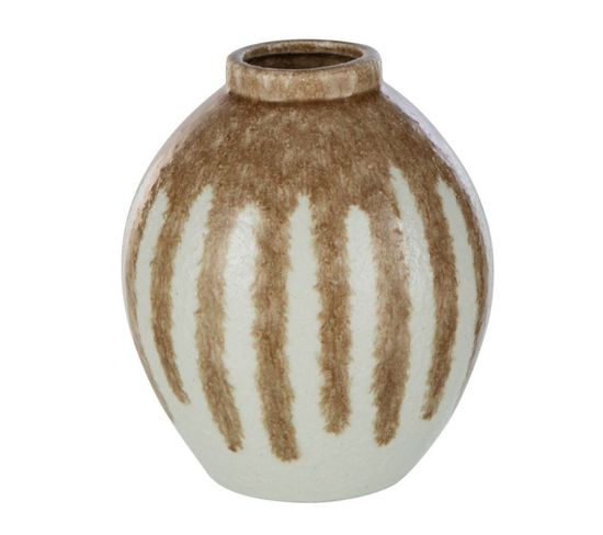 Vase En Céramique "peinture" 20cm Beige et Marron