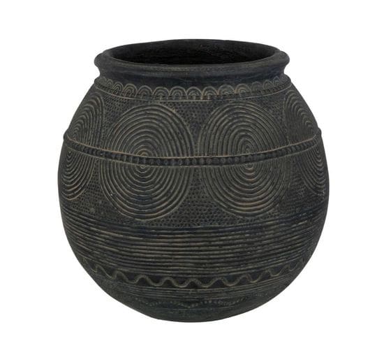 Vase Cruche En Ciment "black Lombok" 29cm Noir