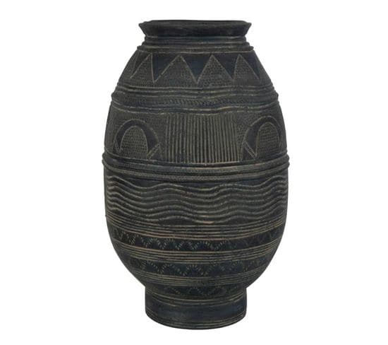 Vase Cruche En Ciment "black Lombok" 42cm Noir