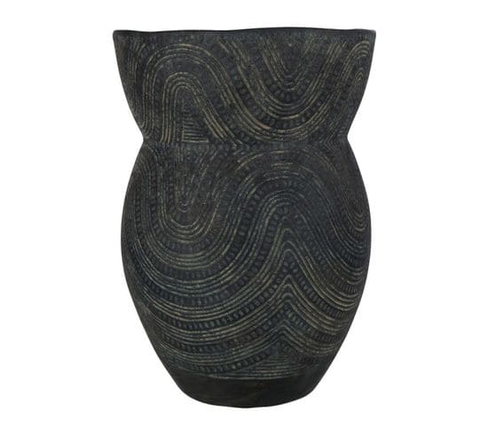 Vase Déco En Ciment "black Lombok" 47cm Noir