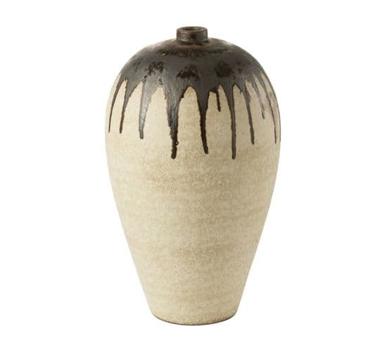 Vase Design En Céramique "peinture" 56cm Beige