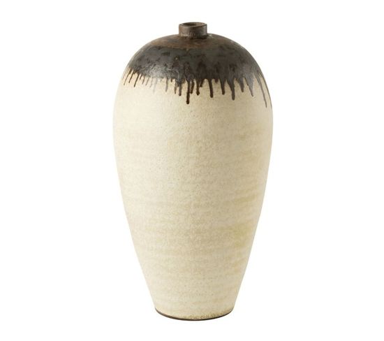 Vase Design En Céramique "peinture" 72cm Beige