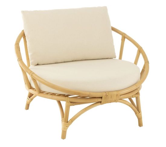 Fauteuil Rond Rotin Et Coussin "howard" 98cm Naturel