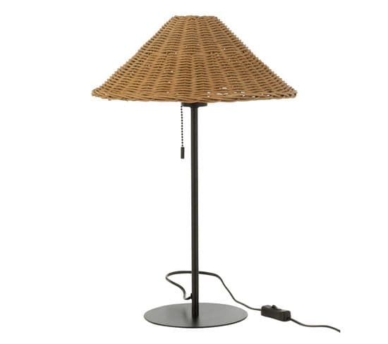 Lampe à Poser En Rotin "preston" 50cm Naturel et Noir