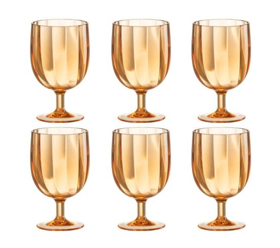 Lot De 6 Verres à Vin Réutilisable "plastique" 31cl Orange