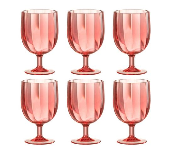 Lot De 6 Verres à Vin Réutilisable "plastique" 31cl Rouge