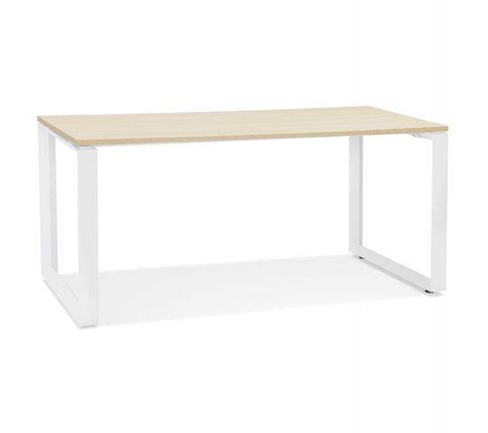 Bureau Design "abigano" 160cm Naturel Et Blanc