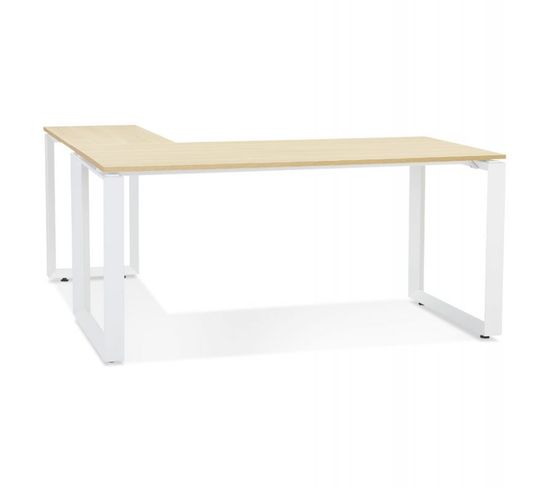 Bureau D'angle Design "abigano" 170cm Naturel et Blanc