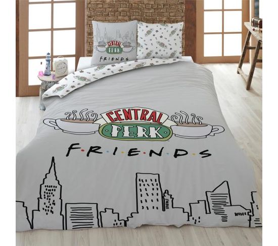 Housse De Couette Friends Central Perk, Gris,  220x240cm,  100% Coton