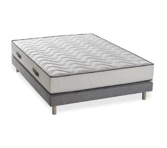 Ensemble Matelas mousse + Sommier 140x190 Cm - 25 Cm - 5 Zones - Hôtel Seasons