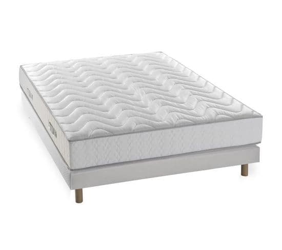 Ensemble Matelas mousse + Sommier 140 X 190 - 19 Cm - 5 Zones - Confort Ferme - Maine