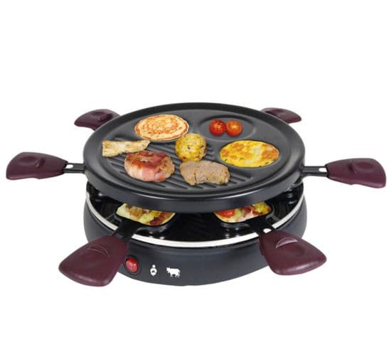 Appareil à Raclette 6 Personnes 800w + Grill + Crêpière - Rac1008cs