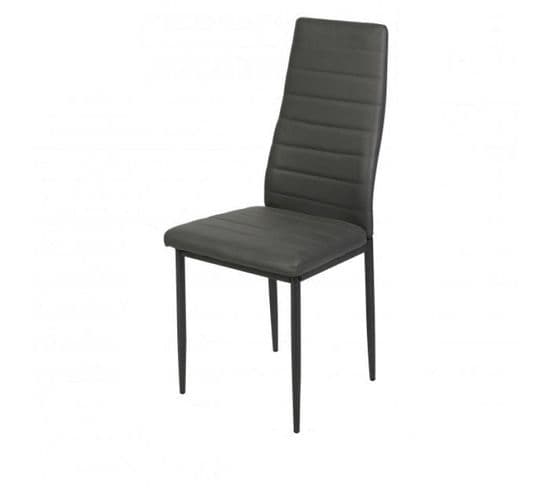 Chaise Salle à Manger Anthracite Avec Dossier Haut Effet Cuir Gris 42,5x49x98cm