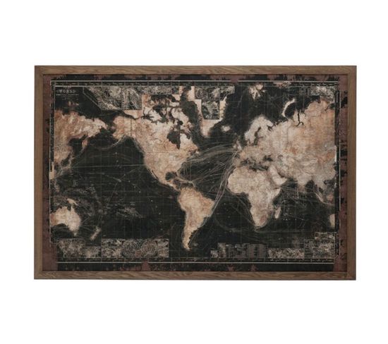 Tableau Déco à LED "mappemonde" 175cm Noir