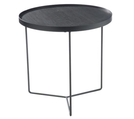 Table D'appoint Design Ronde Bois "malo" 50cm Noir