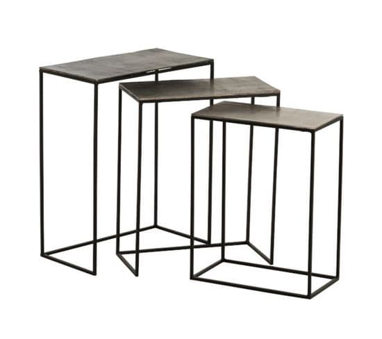 Lot De 3 Tables Gigognes Design "slim" 65cm Noir