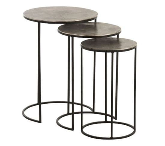 Lot De 3 Tables Gigognes Design "roday" 60cm Noir