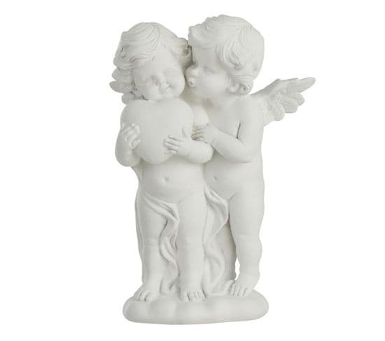 Statuette Déco "ange Calin" 23cm Blanc