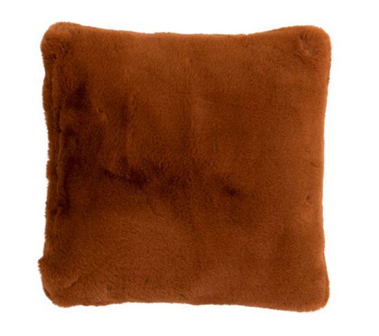 Coussin Imitation Fourrure "cutie" 45x45cm Rouille