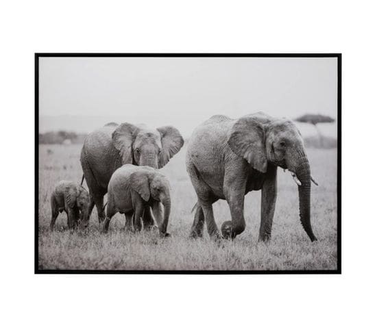 Cadre Déco "famille Éléphant" 104x144cm Noir