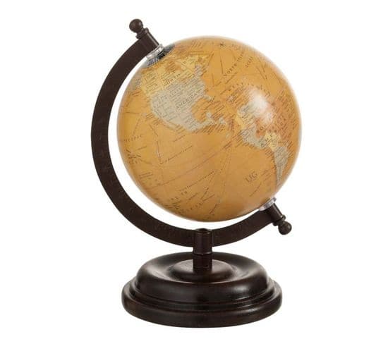 Globe Terrestre Sur Pied Bois "iconic" 22cm Naturel